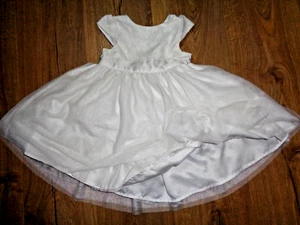 VTG IVORY TULLE FULLY LINED TODDLER PARTY DRESS TIE BELT 12-18 MTHS GOOD CLEAN - Picture 1 of 10