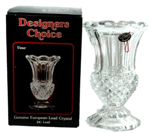 New & Vintage West Germany 24% Lead Crystal Vase 7" Tall - Heavy - NOS - Picture 1 of 12