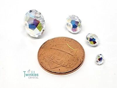 Cuentas de cristal Swarovski #5040-001AB (4 mm 6 mm 8 mm) cuentas briolette cuentas rondelle Foto 1 de 3