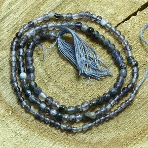 Cuentas redondas lisas de iolita de 13 pulgadas Briolette naturales sueltas para hacer joyas - Imagen 1 de 3