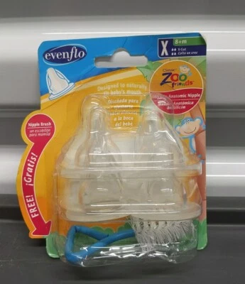 Evenflow Classic Zoo Friends Silicona Pezón Atanómico Corte X Flujo Rápido 8 Meses Foto 1 de 2