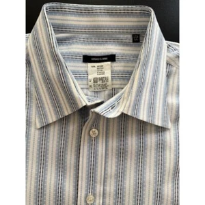 Versace Classic Dress Shirt Mens 17.5/44 Blue 100% Cotton Long Sleeve Textured - Picture 1 of 12