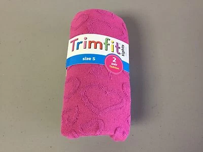 Nuevo con etiquetas Medias Trimfit Moda Niña Talla Pequeña Blanco/Moda Rosa 2 Medias #105R Foto 1 de 2