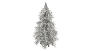 Unlit Silver Tinsel Christmas Tree 3.5' (40in) At Home A31 - Picture 1 of 4