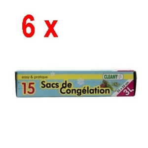 0,15€/Stück - 6er Pack Cleany Tiefkühlbeutel - 3 Liter - 25 x 32 cm - 15 Stück - Bild 1 von 1