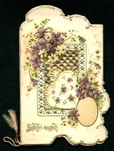 BIGLIETTO AUGURALE 48 fine 800 primi 900 GREETING CARD a LIBRETTO con LUSTRINI  - Imagen 1 de 6