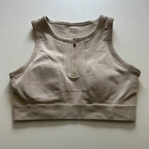 Offline By Aerie Sweat Cardio Most Support Zip Front Sports Bra Cream Medium - Picture 1 of 7