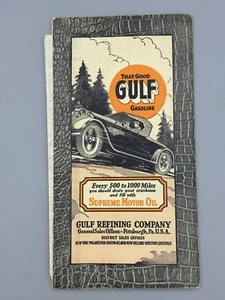 1927 GULF GASOLINE Supreme Motor Oil TRANSCONTINENTAL US MAP National Old Trails - Imagen 1 de 19