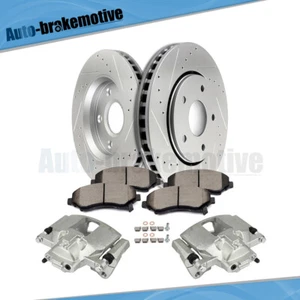 Front Brake Caliper Ceramic Pad Drill Slotted Rotor Kit For Dodge Grand Caravan - Picture 1 of 3