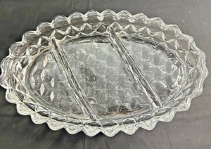 Fostoria American 3 teilig Relish Schale geteilt Klarglas Serviertablett Vintage - Bild 1 von 7
