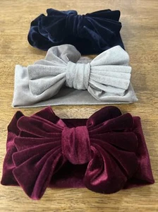 Baby Girls Infant Toddler Velvet Headband Wide Bow Multicolor 3Pcs - Picture 1 of 12