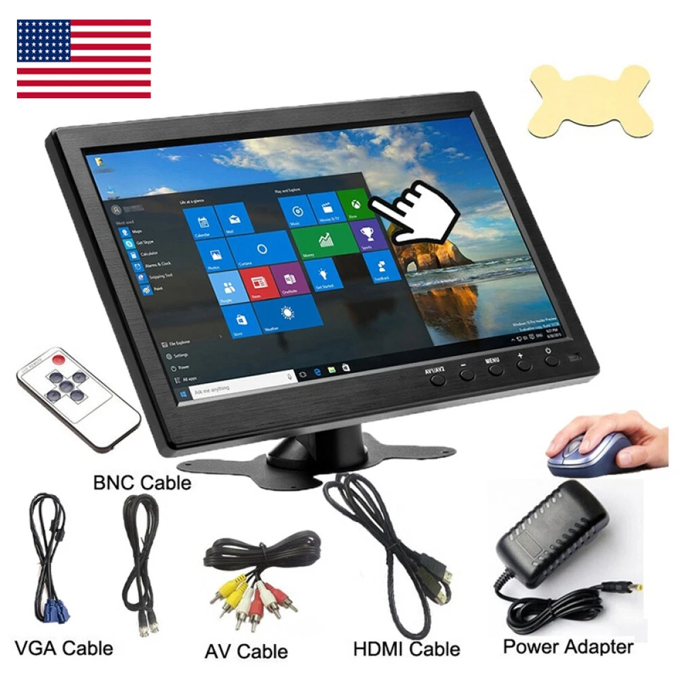 10.1" Inch LCD CCTV Monitor HD PC Screen HDMI VGA BNC AVI for Car Truck Computer - Image 1 of 4