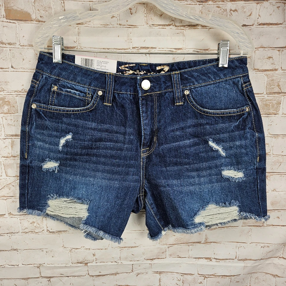 Seven7 Size 6 Weekend Denim Jean Shorts Frayed Hem 5" Distressed Womens