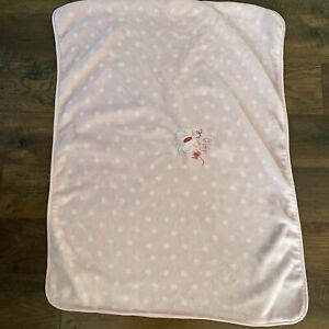 CARTERS CHILD OF MINE Baby Blanket Pink Polka Dot Butterfly lovey  EXCELLENT!