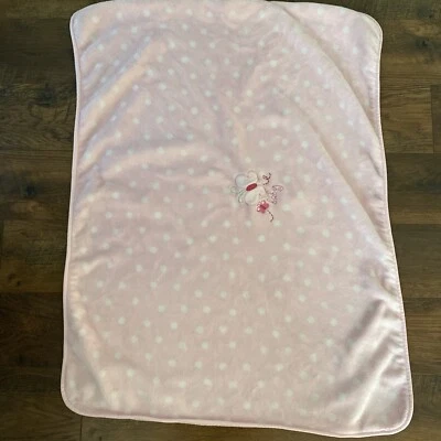 CARTERS CHILD OF MINE Baby Blanket Pink Polka Dot Butterfly lovey  EXCELLENT! D8 - Image 1 of 4