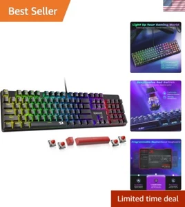 Wired Mechanical Gaming Keyboard RGB LED 11 Backlit Modes Hot-Swappable PC - Picture 1 of 11