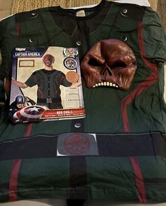 Captain America Red Skull Adult Costume Shirt Top w/ Half Mask Size L/XL 2011, - Picture 1 of 8