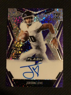 2020 Leaf Flash Purple Jordan Love Rookie Auto /25  - Image 1 of 4