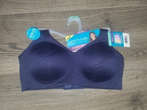 Vanity Fair Radiant Comfort Simple Sizing Size Small Navy Wireless Bra New (Eb17 - Picture 1 of 3