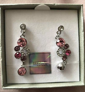 New Aura Crystals Preciosa Earnings Sparkling Pink Stones RRP £65 Swarovski - Picture 1 of 4