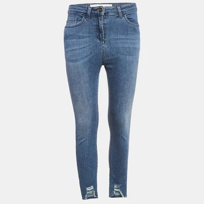Elisabetta Franchi Blue Ripped Hem Denim Skinny Jeans S Waist 27" - Image 1 of 4