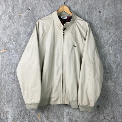 Men’s Vintage Lacoste Izod Size XL Tan Aligator Logo Jacket Plaid Lining - Image 1 of 4