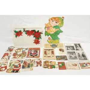 Vintage Weihnachten Ephemera Lot Santa Karten Postkarten Ausschnitte & Hefte gemischt - Bild 1 von 17