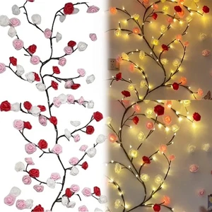 Rose LED Tree Branch Lights for Wall, Rose Flower Vines Twig Decor w/Remote - Picture 1 of 15