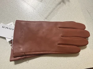 NWT Woman's Coach Leather Brown Tech Glove - Picture 1 of 4