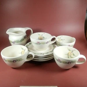 Pfaltzgraff Jamberry Coffee Cups and Saucer Plate Set of 4 with Creamer 9 Pc Lot - Picture 1 of 16
