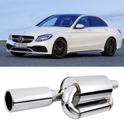 Silenciador de escape de doble bucle 2,5" ID 4,0" punta inoxidable para Mercedes-Benz C63 AMG Foto 1 de 4
