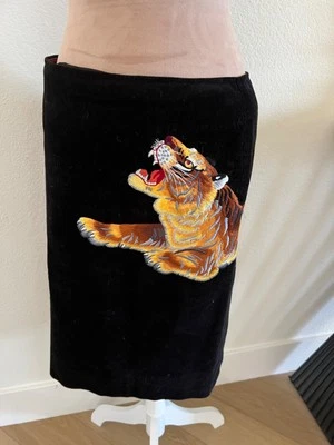 MUY RARA Vivienne Tam Falda Pana Negra con Tigre Bordado Talla 2 (8-10) Foto 1 de 4