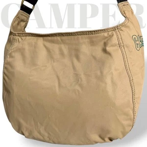 Camper Beige Nylon Leather Crossbody Shoulder Bag 3 Layers /Used++ - Picture 1 of 10
