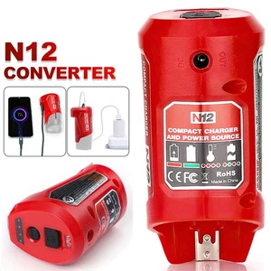 DC 12V USB Charger Adapter For Milwaukee M12 Heated Jacket Battery 48-59-1201 UK - Picture 1 of 23