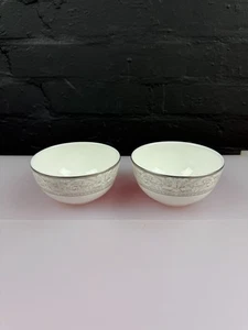 2 x Royal Doulton Naples Platinum H5269 Open Sugar Bowls 11.5 cm x 6 cm Set - Picture 1 of 4