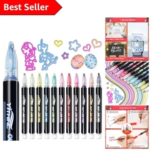 Sparkling 12-Color Outline Pens - Non-Toxic Art Supplies for Young Creatives - Picture 1 of 10