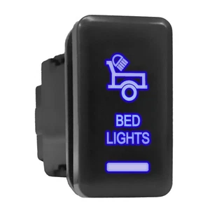 BED LIGHTS Blue LED Backlit Switch Tall Push Button 1.54"x 0.83" (Fit: Toyota) - Picture 1 of 6