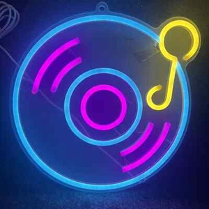 Teen room decor neon sign record light up - Picture 1 of 6