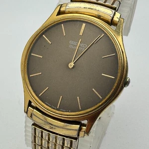 VTG Seiko Quartz Watch 7800-8009 Men Gold Tone Stretch Band Analog New Battery - Picture 1 of 6