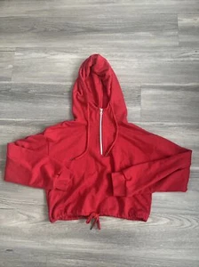 Forever 21 Cropped Red Hoodie Size S  Cotton/Polyester Preowned - Picture 1 of 4