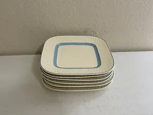 Vintage Copeland Spode Mansard Elaine Blue Set of 6 Square Luncheon Plates - Picture 1 of 16
