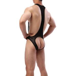 Herren Bodysuit Spitze Unterwäsche Wrestling Durchsichtig einteiliger Jockstrap - Picture 1 of 13