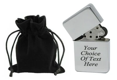 Engraved Personalised Gift Chrome Lighter Star Ideal Wedding Present + Pouch