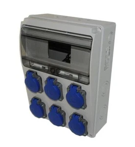 Baustromverteiler, Wandverteiler 6 x 230V/16A vorverdrahtet platz für 11 TE/PLE - Bild 1 von 3