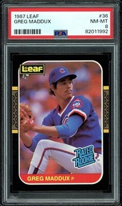 1987 Leaf #36 GREG MADDUX  RC/Rated Rookie  Cubs HOF  PSA 8 NM-MT  Looks Nicer!