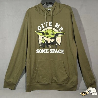 New XXL Disney Star Wars The Mandalorian Give Me Some Space Grogu Hoodie Adult - Image 1 of 4