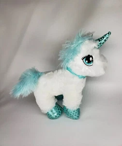 Dandee Unicorn Aqua Blue White Shiny Sequin Plush Stuffed Mini Wal-Mart Toy 7" - Picture 1 of 5
