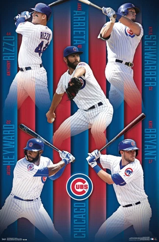 Chicago Cubs FIVE SUPERSTARS 2016 22x34 POSTER Bryant, Anthony Rizzo, Schwarber Cover