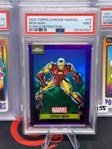 PSA 9 Iron Man 13 Purple Refractor 2024 Topps Chrome Marvel POP 5 - Picture 1 of 3