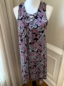 Ellen Tracy nightgown medium m gown rayon blend knit paisley chemise thin cool - Picture 1 of 8